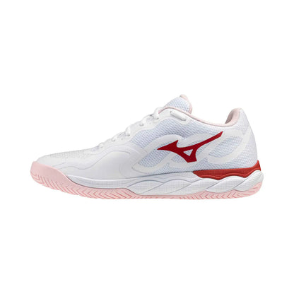 Zapatillas de Tenis Mujer Mizuno Wave Enforce Court Piso Mixto - Blanco/Rosa/Cereza