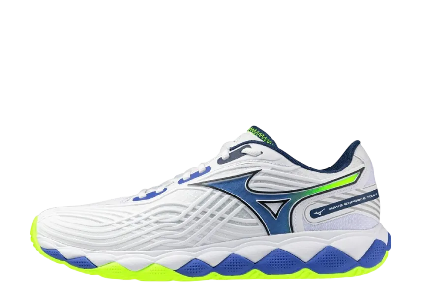 Sapatilhas de Ténis Masculina Mizuno Wave Enforce Tour 2 All Court - Branco/Azul/Amarelo