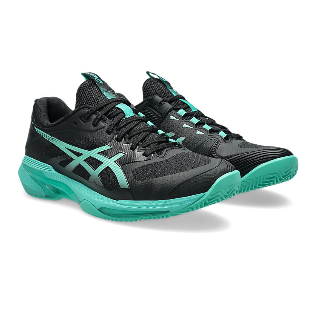 Asics Solution Speed FF 4 Clay Court Men Tennis Shoes - Black/Aurora Green