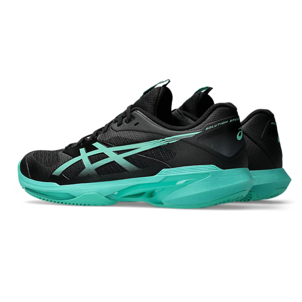 Asics Solution Speed FF 4 Clay Court Men Tennis Shoes - Black/Aurora Green