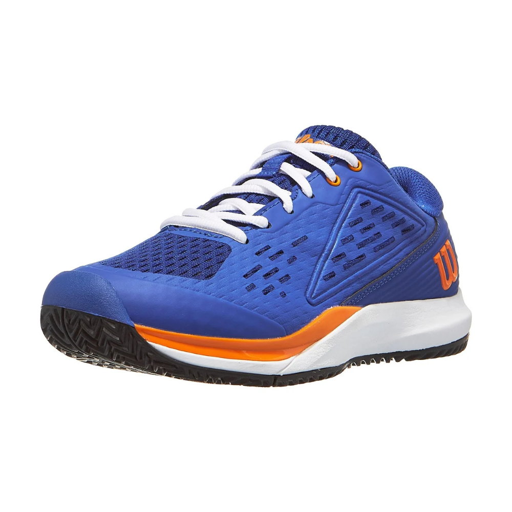 Sapatilhas de Ténis Junior Wilson Rush Pro Ace - Azul Deja Vu/Laranja Tiger/Branco