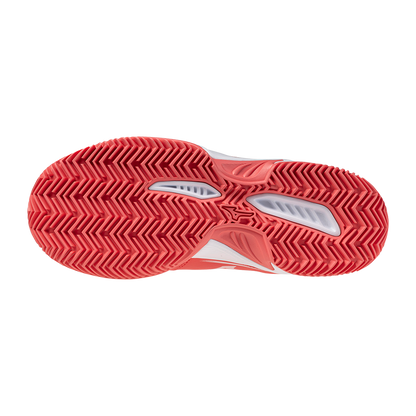 Sapatilhas de Ténis Feminina Mizuno Wave Enforce Court Clay Court - Branco/Coral Calipso