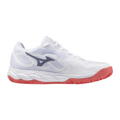Sapatilhas de Ténis Feminina Mizuno Wave Enforce Court Clay Court - Branco/Coral Calipso