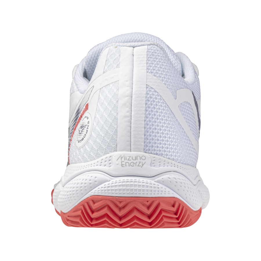 Sapatilhas de Ténis Feminina Mizuno Wave Enforce Court Clay Court - Branco/Coral Calipso