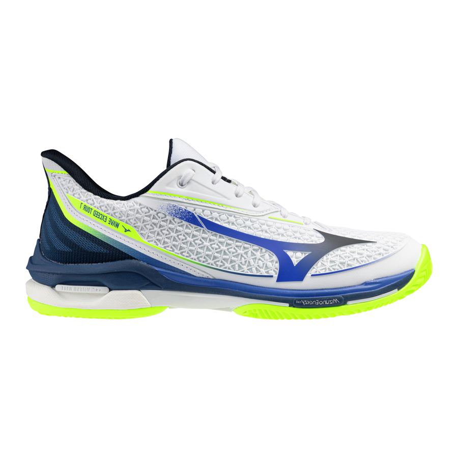 Sapatilhas de Ténis Masculina  Mizuno Wave Exceed Tour 7 Clay Court - Branco/Azul/Amarelo