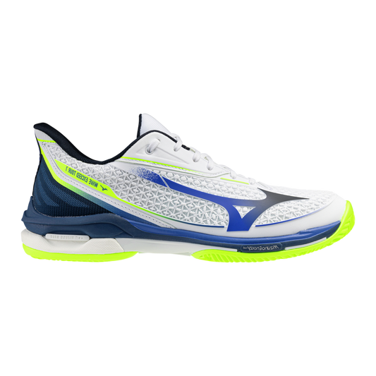 Zapatillas de Tenis Hombre Mizuno Wave Exceed Tour 7 Tierra Batida - Blanco/Azul/Amarillo 