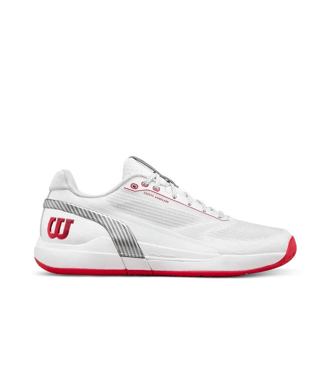 Zapatillas de Tenis Hombre Wilson Rush Pro 5 CTC Piso Mixto - Blanco/ Rojo