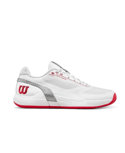 Zapatillas de Tenis Hombre Wilson Rush Pro 5 CTC Piso Mixto - Blanco/ Rojo