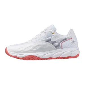 Sapatilhas de Ténis Feminina Mizuno Wave Enforce Court Clay Court - Branco/Coral Calipso