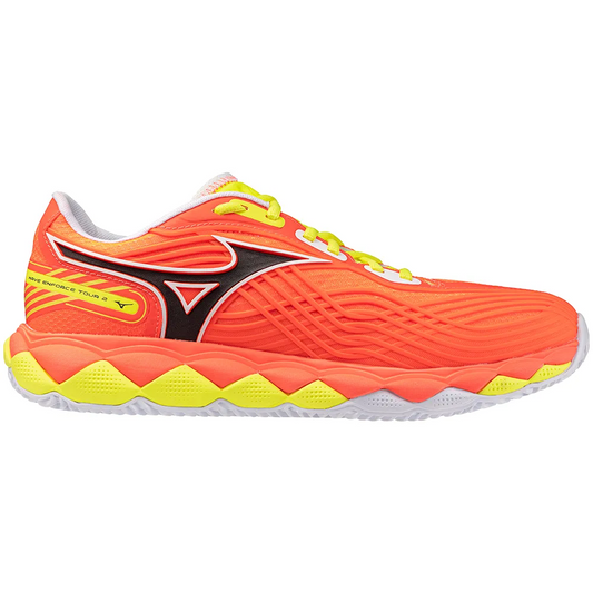 Sapatilhas de Padel Masculina Mizuno Wave Enforce Tour 2 - Laranja/Branco/Amarelo