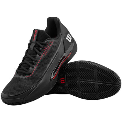 Zapatillas de Tenis Hombre Wilson Rush Tour 5 CTC Piso Mixto - Negro / Rojo